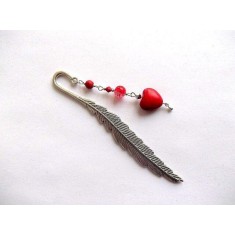 Semn de carte sub forma de inimioara, semn de carte cu howlite rosu 38708