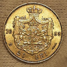Moneda AUR 20 LEI 1883, Carol I, Romania