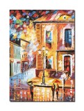 Cumpara ieftin Tablou pictat manual, Seara linistita prin orasul vechi, stilizat, 70x50cm ulei pe panza, gata de agatat pe perete