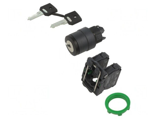 Comutator Rotativ cu Cheie 22mm 3NO Negru
