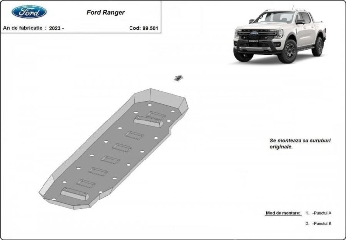 Scut metalic rezervor Ford Ranger 2023-prezent
