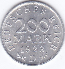 Moneda Germania ( Weimar Rep. ) 200 Mark 1923D - KM#35 UNC foto