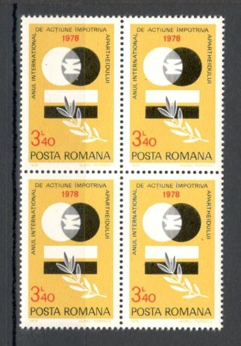 Romania.1978 Anul international impotriva rasismului bloc 4 YR.657