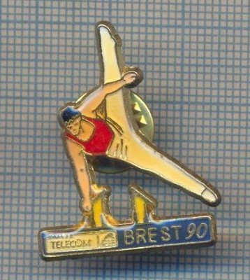 AX 371 INSIGNA SPORTIVA- GIMNASTICA - BREST &amp;#039;90 -SPONSOR TELECOM foto