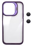 Husa Protectie din Policarbonat cu stativ si protectie camere, pentru iPhone 12, Violet