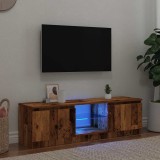 vidaXL Dulap TV Lemn Vechi 120cm cu LED RGB, Comoda TV Living Maro