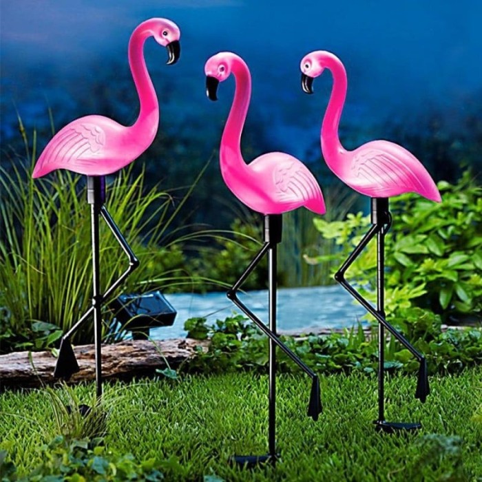 Set 3 x Lampa Solara estetica exterioara de gradina model Flamingo