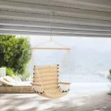 Fotoliu Suspendat Bariloche 100kg Bej [en.casa] HausGarden, Scaun Gradina Interior/Exterior, Cotiere, 140cm Inaltime, Poliester/Bumbac
