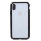 Husa iPhone XS Max - Cadru metalic cu magneti de prindere, Spate din sticla securizata, Neagra