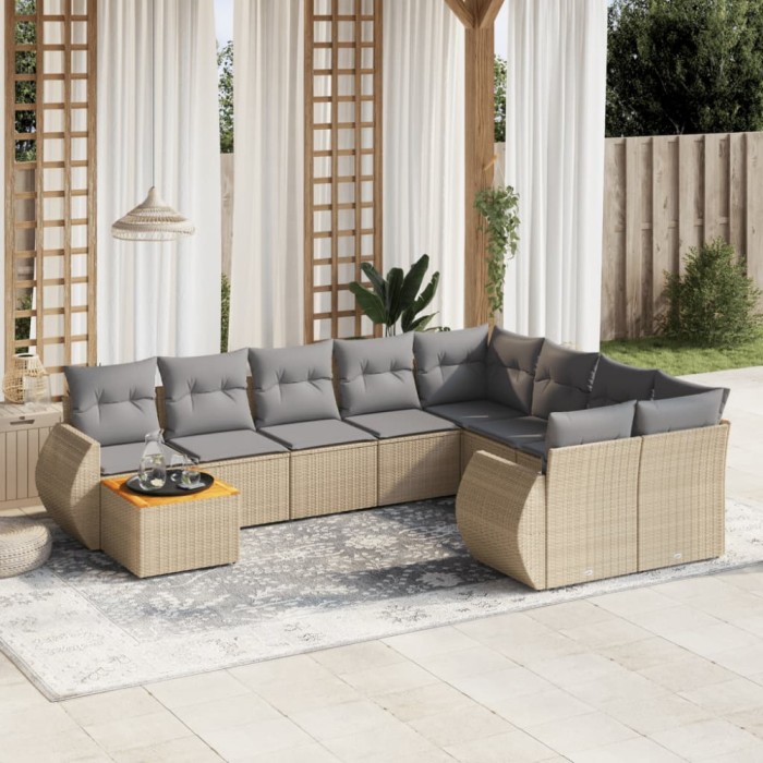 Gossi set canapele de gradina cu perne, 10 piese, bej, poliratan