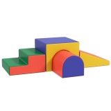 HOMCOM Blocuri de Construcție Modulare Moi pentru Copii 1-3 Ani, Set 4 Piese, Piele Ecologică