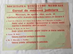 Cercul de Medicina Judiciara Uniunea Societ de stiinte medicale Afis anul 1961