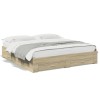 VidaXL Cadru de pat cu sertare stejar sonoma 200x200 cm lemn prelucrat 3280358