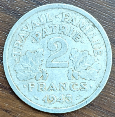 Lot 2 Monede Franta - 2 Francs 1943 și 1947 foto