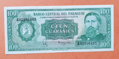100 Guaranies 1952 Bancnota veche Paraguay - stare foarte buna - UNC foto