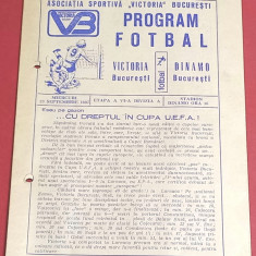 Program meci fotbal VICTORIA Bucuresti - DINAMO Bucuresti (23.09.1987)