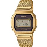Ceas Dama Casio Auriu Digital Otel Inoxidabil Retro Vintage, Iluminare, Alarma, Cronometru, Calendar perpetuu