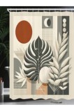Perdea de duș Monstera Mid-Century Boho, rezistentă la apă, cu imprimeu digital &ndash; Sage/Cinnamon 175x200 cm
