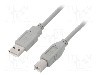 Cablu USB A mufa, USB B mufa, USB 2.0, lungime 1m, gri, QOLTEC - 50395