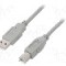 Cablu USB A mufa, USB B mufa, USB 2.0, lungime 1m, gri, QOLTEC - 50395