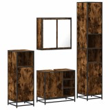 Cumpara ieftin Set de mobilier de baie 4 piese Lemn prelucrat de stejar afumat