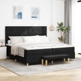 Cumpara ieftin Pat cu arcuri cu saltea Negru 200 x 200 cm țesătură