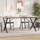 Masă Bucătărie VidaXL, Cadru X, 180x90x75cm, Lemn Masiv Pin, Oțel Maro. Masă Dining, Design Rustic, Durabilă