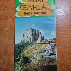 masivul ceahlaul - harta turistica - dimensiuni 66/46 cm - din anul 1981