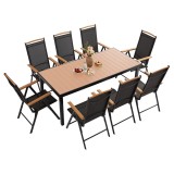 Set mobilier de grădină IZZY cu 8 locuri, blat maro