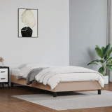 VidaXL Cadru de pat, cappuccino, 90x190 cm, piele ecologică