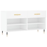 Banca de pantofi, alb, 102x35x55 cm, lemn prelucrat