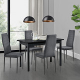 Set bucatarie Diana masa cu 4 scaune negru/gri [en.casa] HausGarden Leisure, [en.casa]