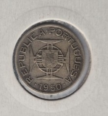 Mozambic 2,5 Escudos 1950 km # 68 moneda argint