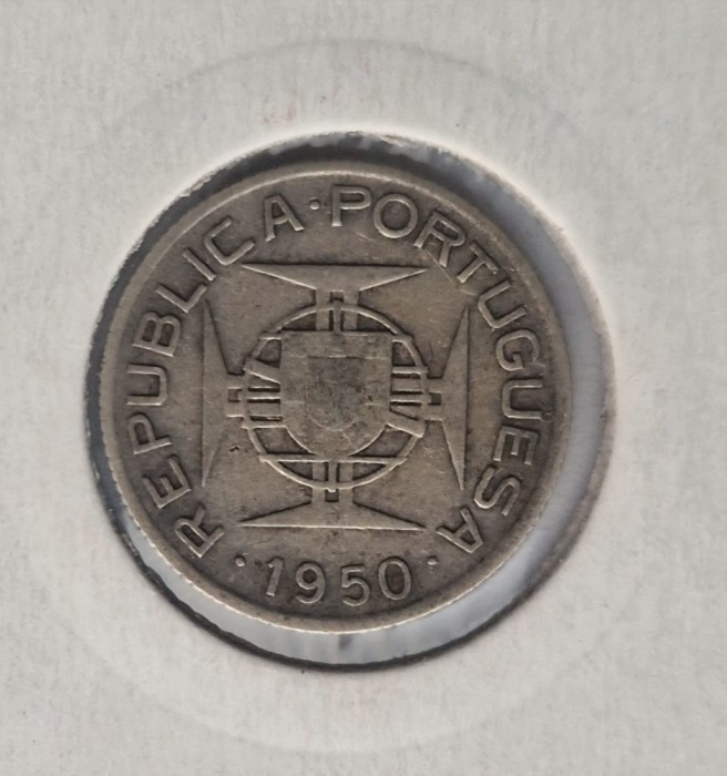 Mozambic 2,5 Escudos 1950 km # 68 moneda argint