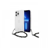 Husa iPhone 13 Pro Guess Script &amp; Black Pearls Transparent