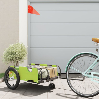 vidaXL Remorcă de bicicletă, verde, textil oxford și fier foto