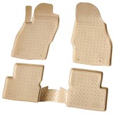 Set de 4 covorase bej cauciuc 3D stil tavita premium pentru Opel Corsa D, Corsa E 2006-2019