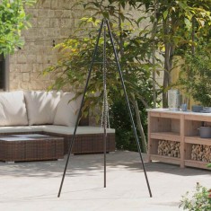 vidaXL Treppied pentru foc de tabără Negru 92 x 92 x 191.5 cm Oțel