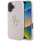 Husa pentru Apple iPhone 16, Guess, Grained Big 4G Logo Small Classic Logo, Roz
