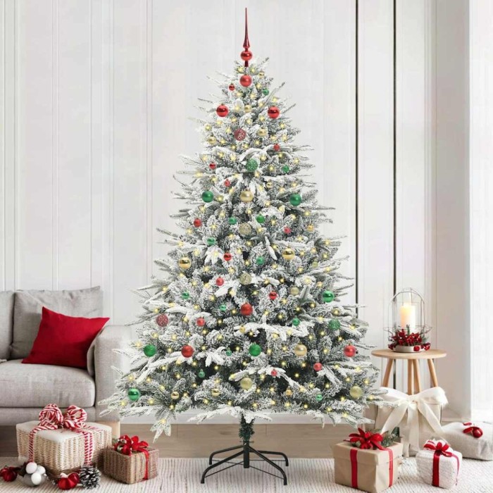 vidaXL Brad de Crăciun artificial pre-luminat cu set de bile Verde 3395423