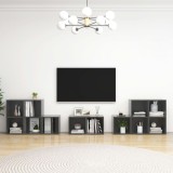 VidaXL Set de dulapuri TV, 8 piese, gri extralucios, lemn prelucrat