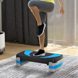 Cumpara ieftin HOMCOM Aerobic Fitness Step, Stepper reglabil la 3 inaltimi 10-15-20 cm pentru antrenament acasa si la sala, albastru si negru