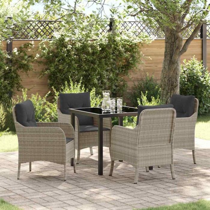 vidaXL Set de masă pentru grădină 5 pcs Gri deschis Rattan poli 3380184