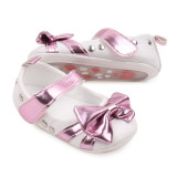 Pantofiori albi cu fundita lila sidefat (Marime Disponibila: 0-3 luni), Superbaby