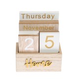 Calendar decorativ din lemn cu cuburi interschimbabile si mesaj &quot;Home&quot;