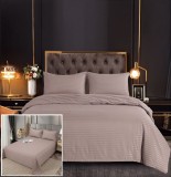 Cumpara ieftin Lenjerie Pat Damasc Shaparova DF002 Bej 6 Piese, Fara Elastic - Bumbac