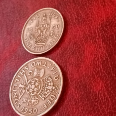 Set 2 monede: 1 One shilling + 2 shillings 1950, [poze]