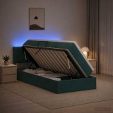 Cumpara ieftin Pat cu LED si saltea Verde inchis 90 x 200 cm Catifea