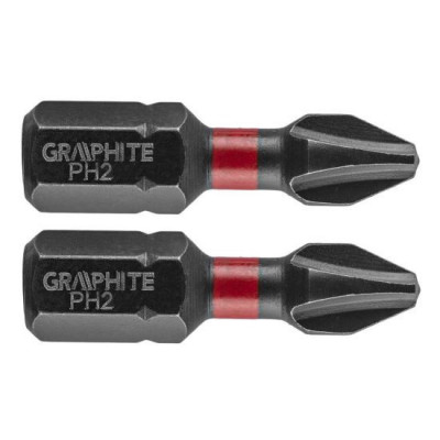 Varfuri, biti, de impact, PH2, set 2 buc, PH2x25 mm, Graphite GartenVIP DiyLine foto