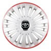 Set 4 Capace Roti, potrivite jantelor de R16, pentru Toyota, model falcon argintiu cu rama rosie, Autohelix MSA